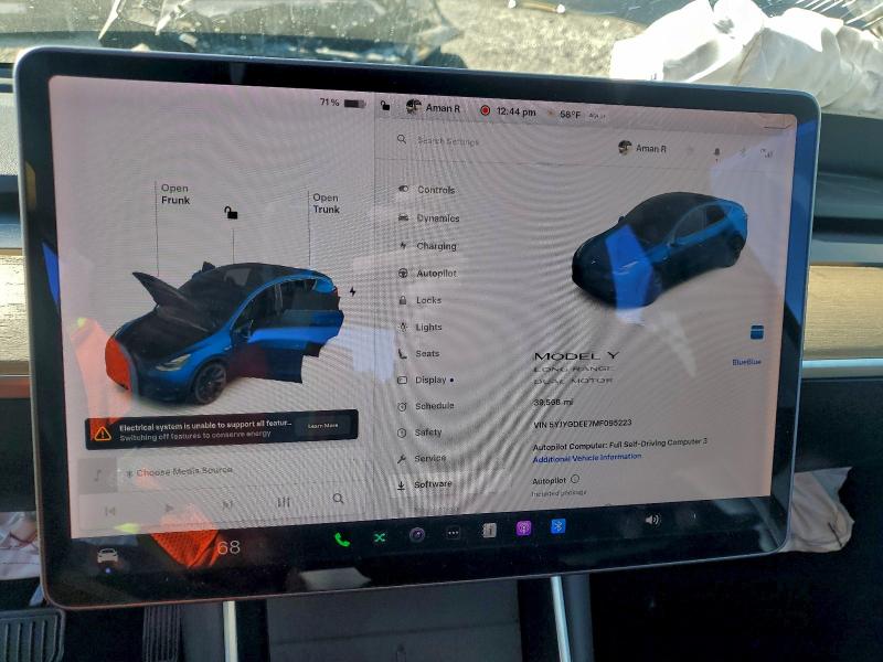 Photo 9 from auction – 2021 TESLA MODEL Y with VIN 5YJYGDEE7MF095223