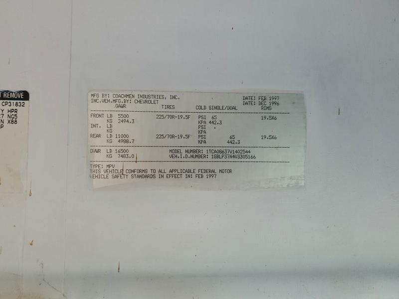 Photo 10 from auction – 1997 CHEVROLET P30 with VIN 1GBLP37N4V3305166