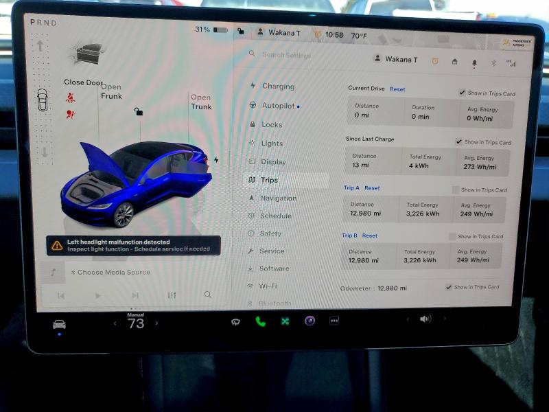 Photo 9 from auction – 2024 TESLA MODEL 3 with VIN 5YJ3E1EA0RF751023