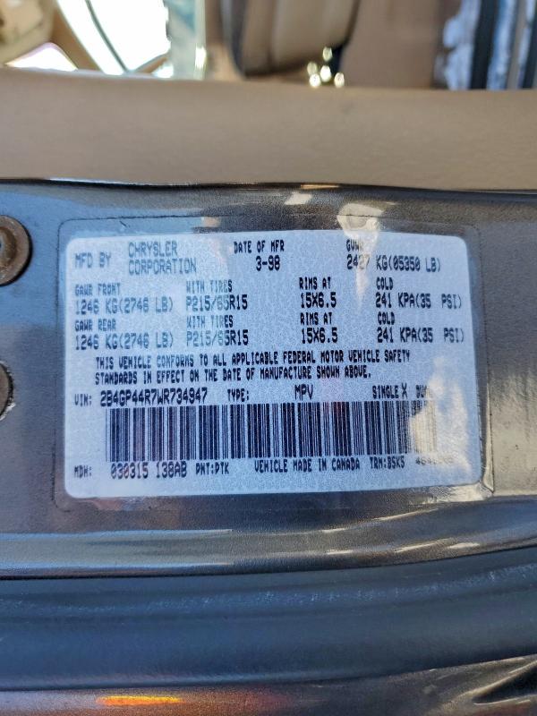 Photo 14 from auction – 1998 DODGE GRAND CARA with VIN 2B4GP44R7WR734947