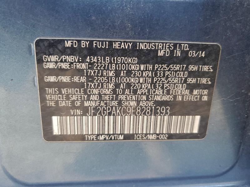 Photo 14 from auction – 2014 SUBARU XV CROSSTR with VIN JF2GPAKC9E8281393
