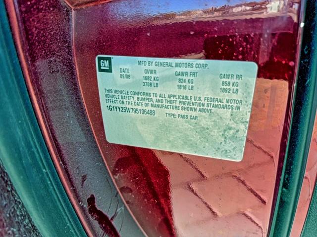 Photo 10 from auction – 2009 CHEVROLET CORVETTE with VIN 1G1YY25W795106488