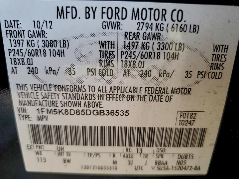 Photo 14 from auction – 2013 FORD EXPLORER X with VIN 1FM5K8D85DGB36535