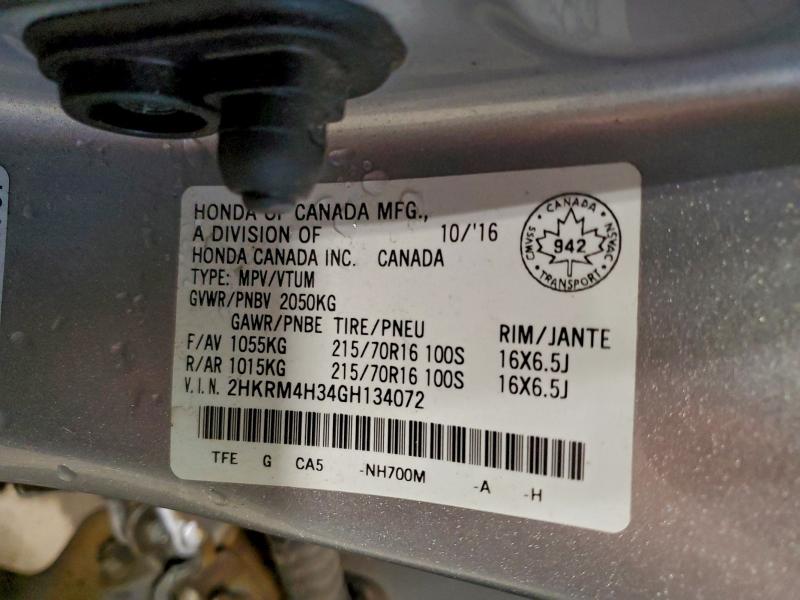 Photo 14 from auction – 2016 HONDA CR-V LX with VIN 2HKRM4H34GH134072
