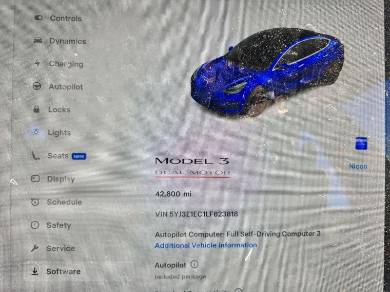 Photo 9 from auction – 2020 TESLA MODEL 3 with VIN 5YJ3E1EC1LF623818