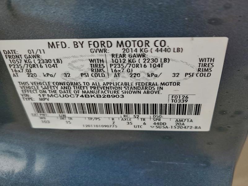 Photo 14 from auction – 2011 FORD ESCAPE XLS with VIN 1FMCU0C74BKB28903