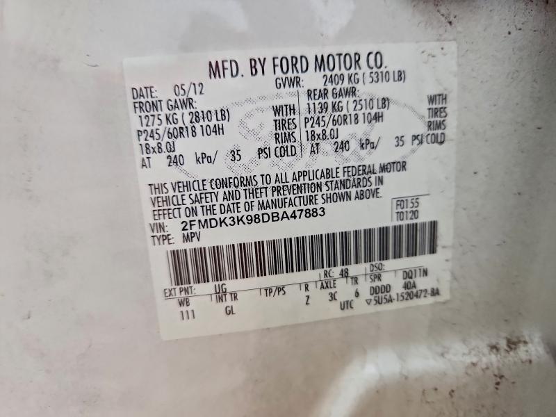Photo 14 from auction – 2013 FORD EDGE with VIN 2FMDK3K98DBA47883