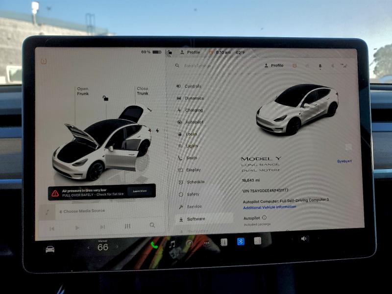 Photo 9 from auction – 2022 TESLA MODEL Y with VIN 7SAYGDEE4NF451177