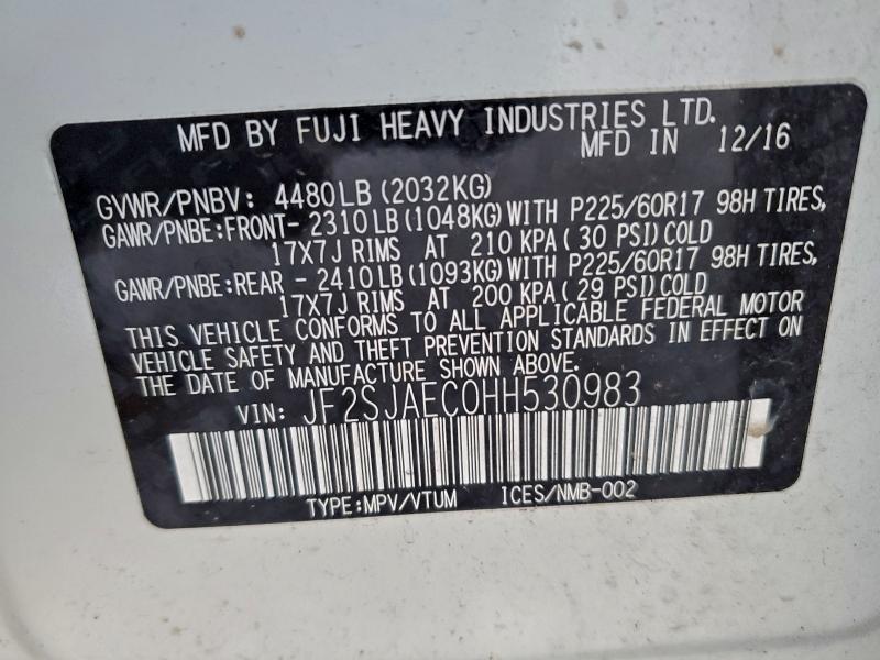 Photo 14 from auction – 2017 SUBARU FORESTER 2 with VIN JF2SJAEC0HH530983