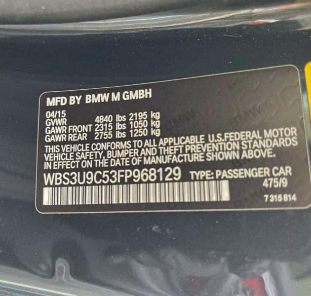 Photo 10 from auction – 2015 BMW M4 with VIN WBS3U9C53FP968129