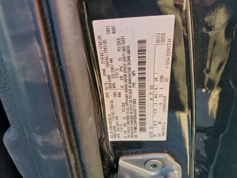 Photo 14 from auction – 2018 FORD ESCAPE SEL with VIN 1FMCU9HD6JUC11383