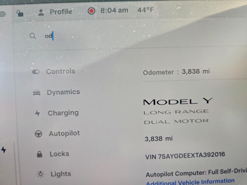 Photo 9 from auction – 2026 TESLA MODEL Y with VIN 7SAYGDEEXTA392016
