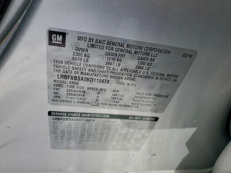Photo 14 from auction – 2019 BUICK ENVISION P with VIN LRBFXBSA0KD119474