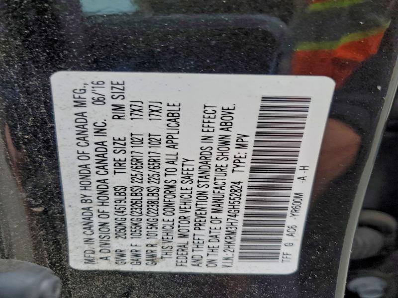 Photo 14 from auction – 2016 HONDA CR-V EXL with VIN 2HKRM3H74GH552824