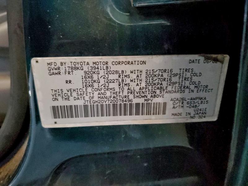 Photo 14 from auction – 2002 TOYOTA RAV4 with VIN JTEGH20V720078496