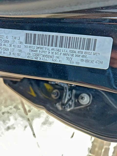Photo 10 from auction – 2019 RAM 1500 BIG H with VIN 1C6SRFFTXKN592443