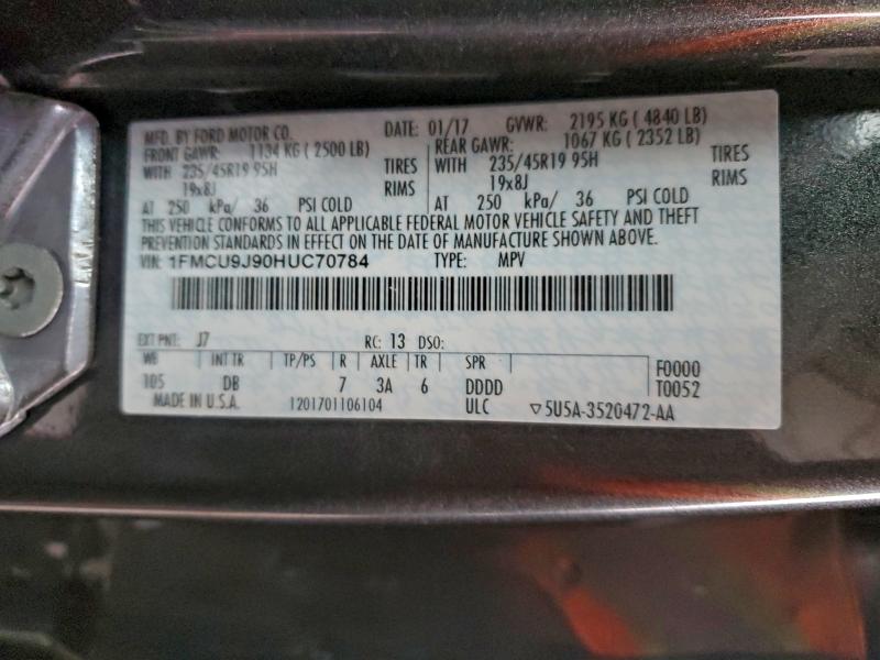 Photo 14 from auction – 2017 FORD ESCAPE TIT with VIN 1FMCU9J90HUC70784