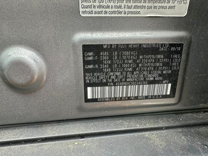 Снимка 10 от търг – 2011 SUBARU OUTBACK 2. с VIN 4S4BRBAC5B3346366