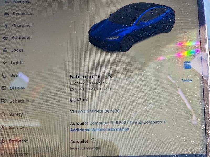 Photo 9 from auction – 2025 TESLA MODEL 3 with VIN 5YJ3E1EB4SF907370
