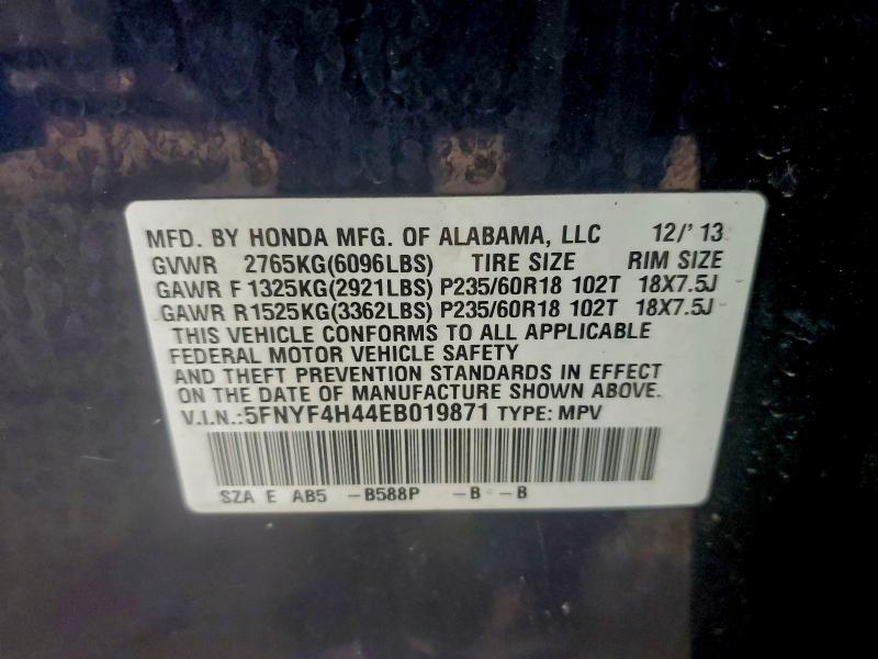 Photo 14 from auction – 2014 HONDA PILOT EX with VIN 5FNYF4H44EB019871