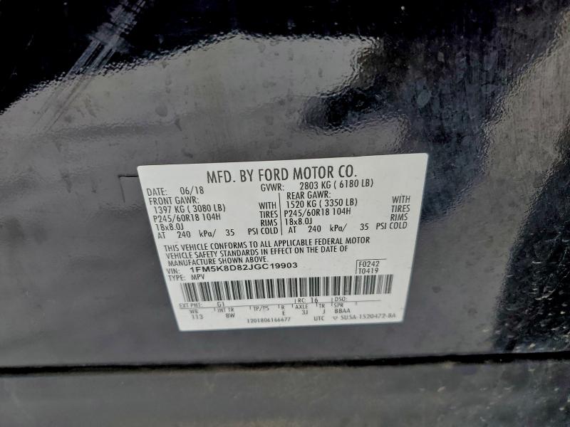 Photo 14 from auction – 2018 FORD EXPLORER X with VIN 1FM5K8D82JGC19903