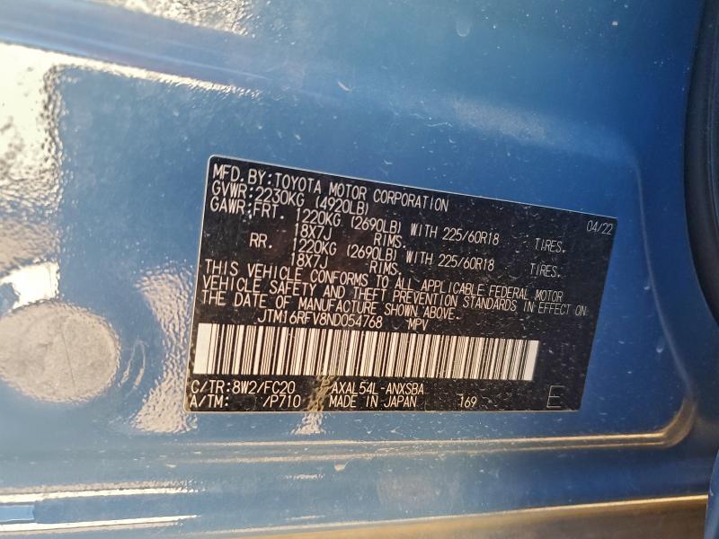 Photo 14 from auction – 2022 TOYOTA RAV4 with VIN JTM16RFV8ND054768
