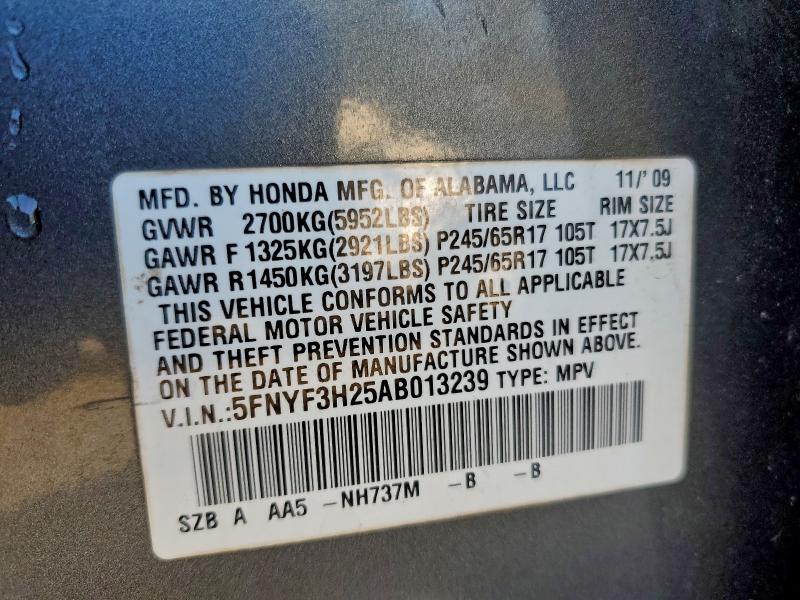Photo 14 from auction – 2010 HONDA PILOT LX with VIN 5FNYF3H25AB013239