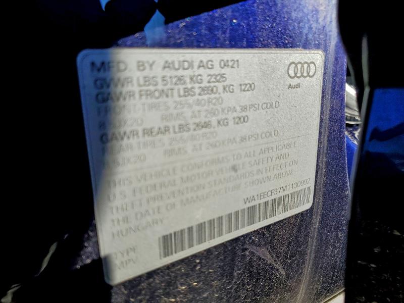 Photo 14 from auction – 2021 AUDI Q3 PREMIUM with VIN WA1EECF37M1130992