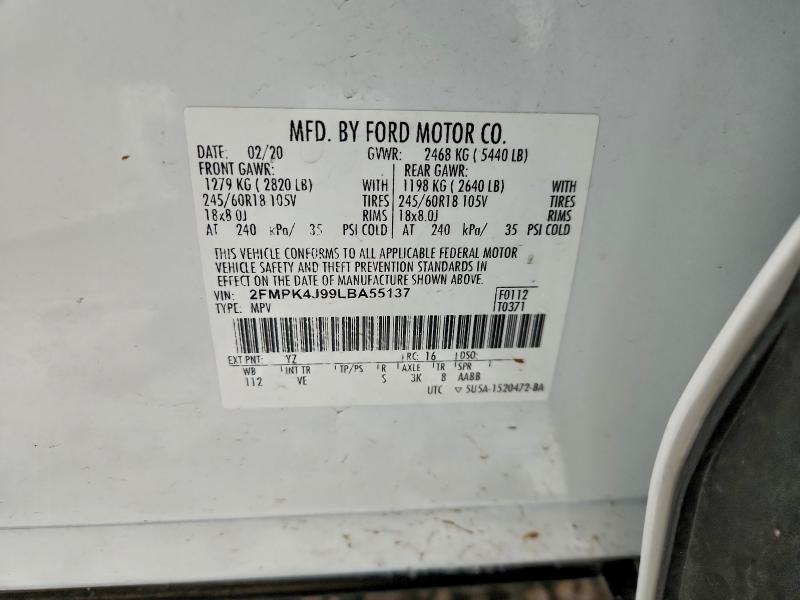 Photo 14 from auction – 2020 FORD EDGE SEL with VIN 2FMPK4J99LBA55137