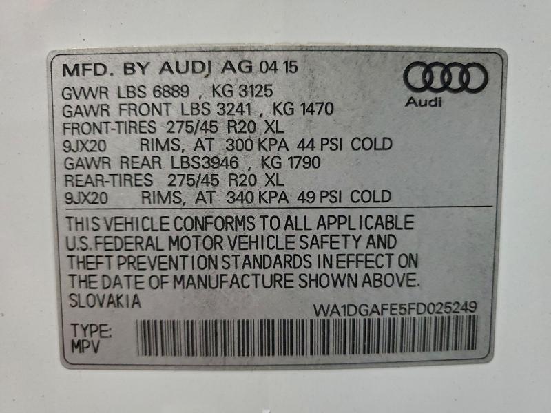 Photo 14 from auction – 2015 AUDI Q7 PRESTIG with VIN WA1DGAFE5FD025249