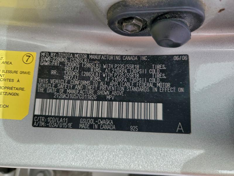 Photo 14 from auction – 2007 LEXUS RX 350 with VIN 2T2GK31U57C011826