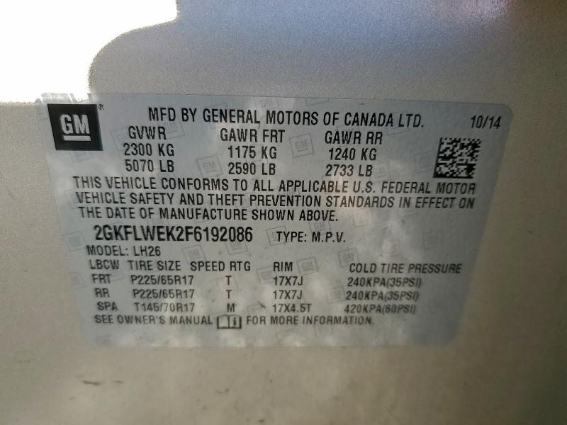 Photo 14 from auction – 2015 GMC TERRAIN SL with VIN 2GKFLWEK2F6192086