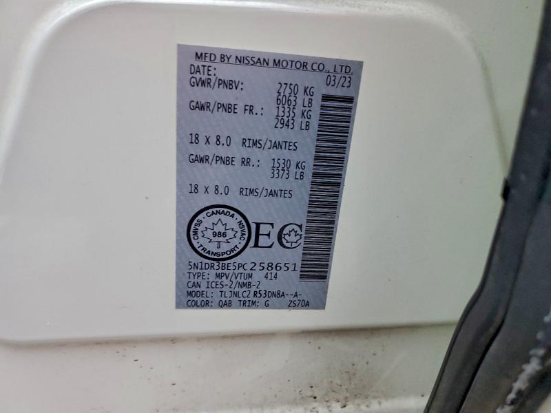 Photo 14 from auction – 2023 NISSAN PATHFINDER with VIN 5N1DR3BE5PC258651