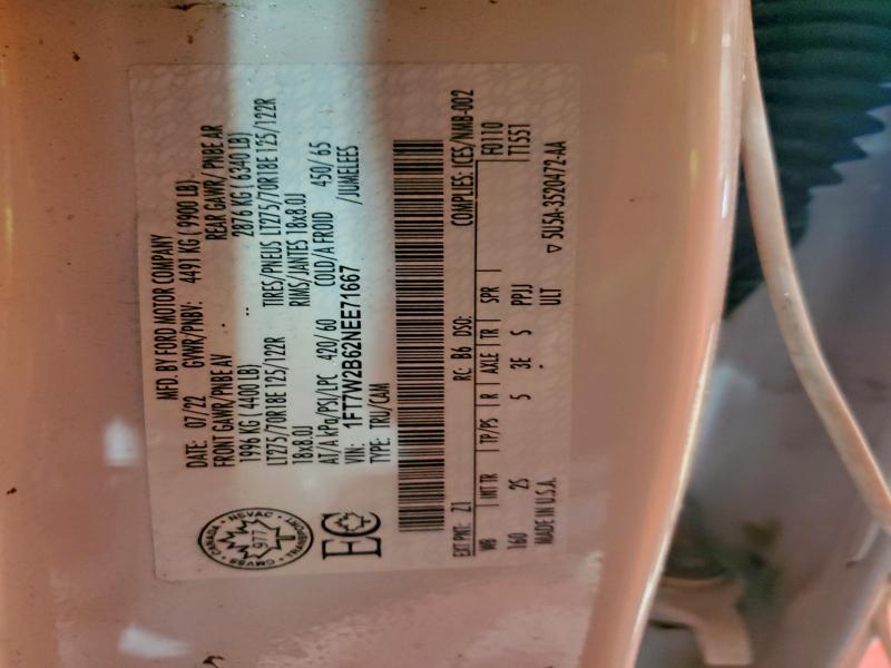 Photo 14 from auction – 2022 FORD F250 SUPER with VIN 1FT7W2B62NEE71667
