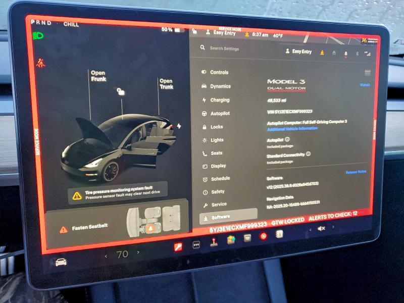 Photo 9 from auction – 2021 TESLA MODEL 3 with VIN 5YJ3E1ECXMF999323