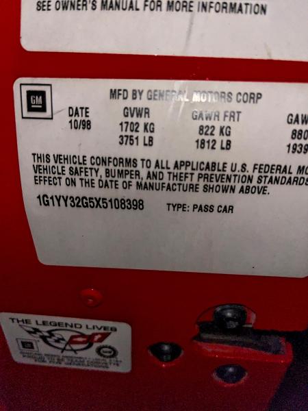 Photo 10 from auction – 1999 CHEVROLET CORVETTE with VIN 1G1YY32G5X5108398
