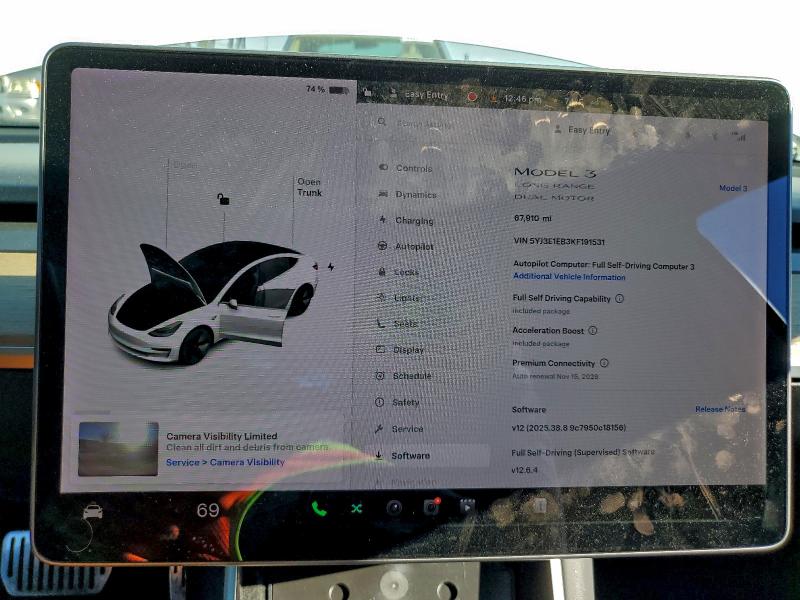 Photo 9 from auction – 2019 TESLA MODEL 3 with VIN 5YJ3E1EB3KF191531