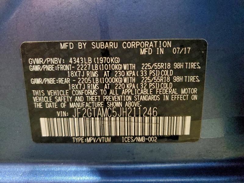 Photo 14 from auction – 2018 SUBARU CROSSTREK with VIN JF2GTAMC5JH211246