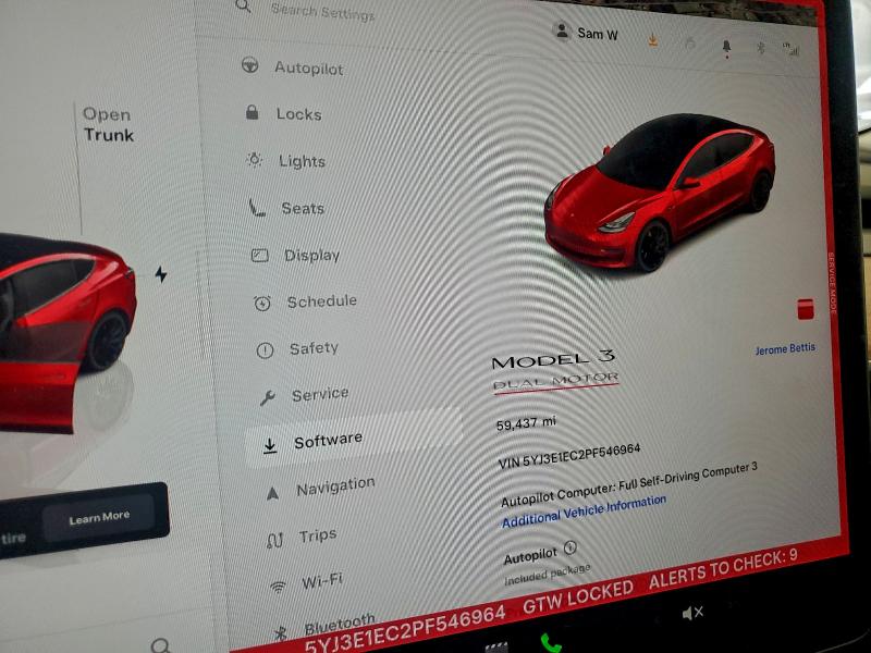 Photo 9 from auction – 2023 TESLA MODEL 3 with VIN 5YJ3E1EC2PF546964