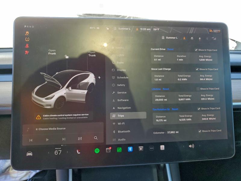 Photo 9 from auction – 2020 TESLA MODEL Y with VIN 5YJYGDEEXLF027254
