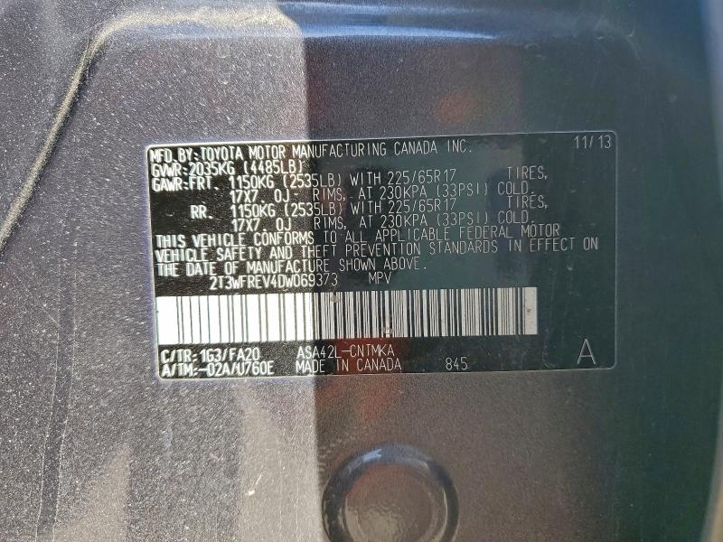 Photo 14 from auction – 2013 TOYOTA RAV4 with VIN 2T3WFREV4DW069373