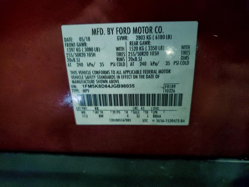 Photo 14 from auction – 2018 FORD EXPLORER X with VIN 1FM5K8D84JGB98035