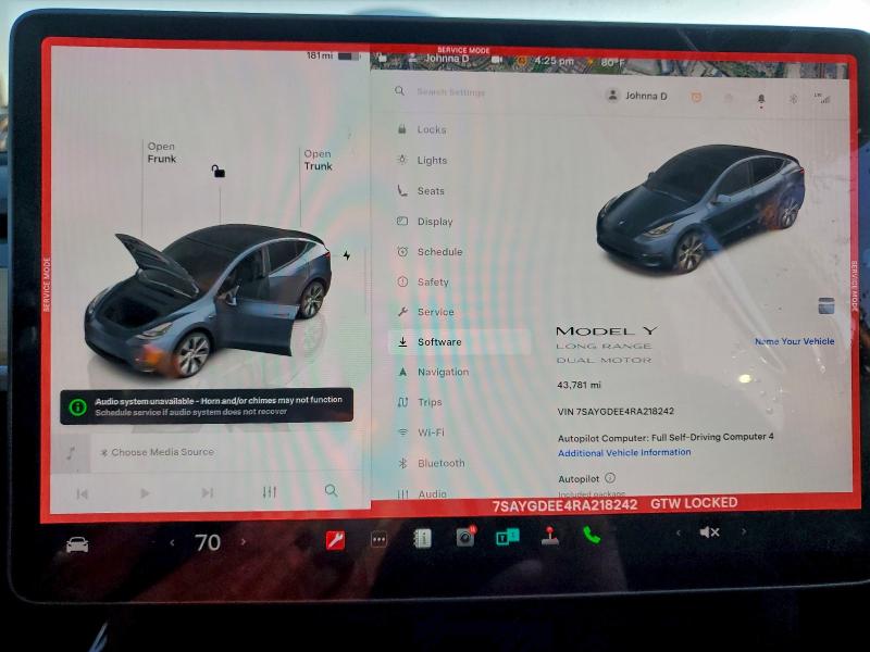 Photo 9 from auction – 2024 TESLA MODEL Y with VIN 7SAYGDEE4RA218242