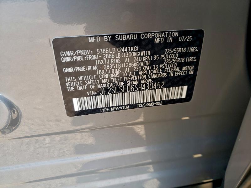 Photo 14 from auction – 2025 SUBARU FORESTER P with VIN JF2SLSED6SH430452