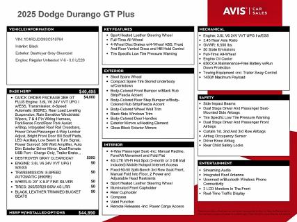 Photo 13 from auction – 2025 DODGE DURANGO GT with VIN 1C4RDJDG9SC518764