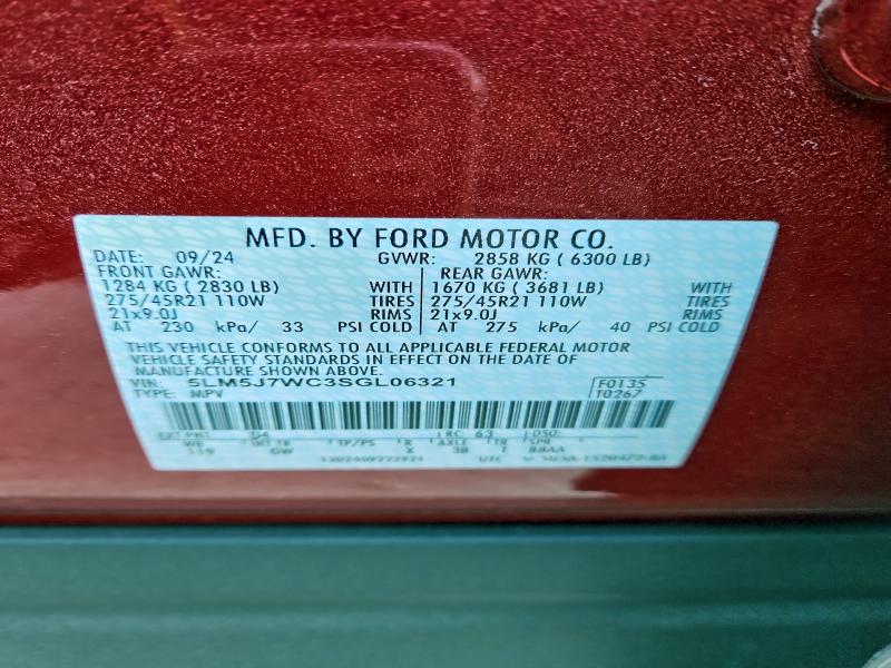 Photo 14 from auction – 2025 LINCOLN AVIATOR RE with VIN 5LM5J7WC3SGL06321