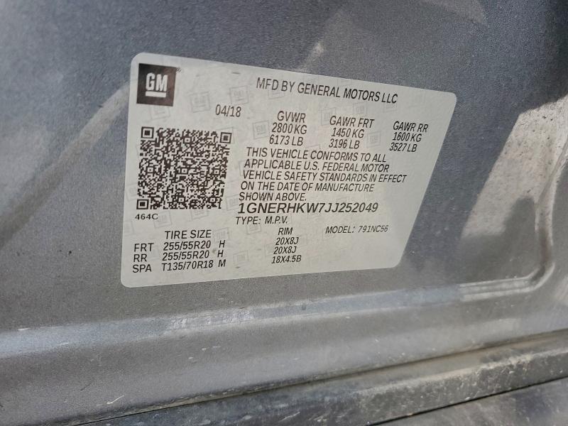 Photo 14 from auction – 2018 CHEVROLET TRAVERSE L with VIN 1GNERHKW7JJ252049