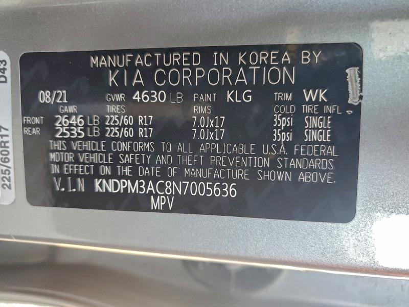 Photo 14 from auction – 2022 KIA SPORTAGE with VIN KNDPM3AC8N7005636