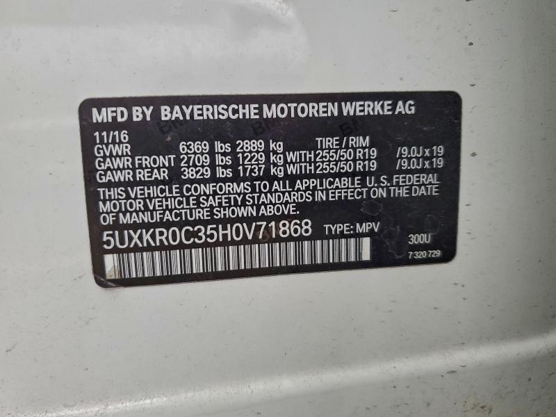 Photo 14 from auction – 2017 BMW X5 XDRIVE3 with VIN 5UXKR0C35H0V71868