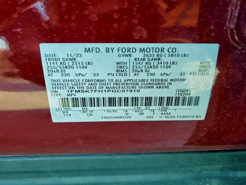 Photo 14 from auction – 2023 FORD EXPLORER with VIN 1FMSK7FH1PGC07910